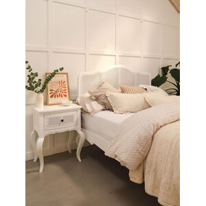 Louise Bed with Cane Rattan Headboard