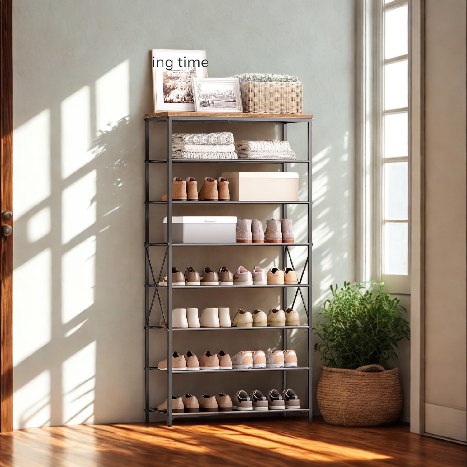 Shoe Racking Hallway 8-Tier Hallway Shoe Rack Storage With Adjustable Shelves