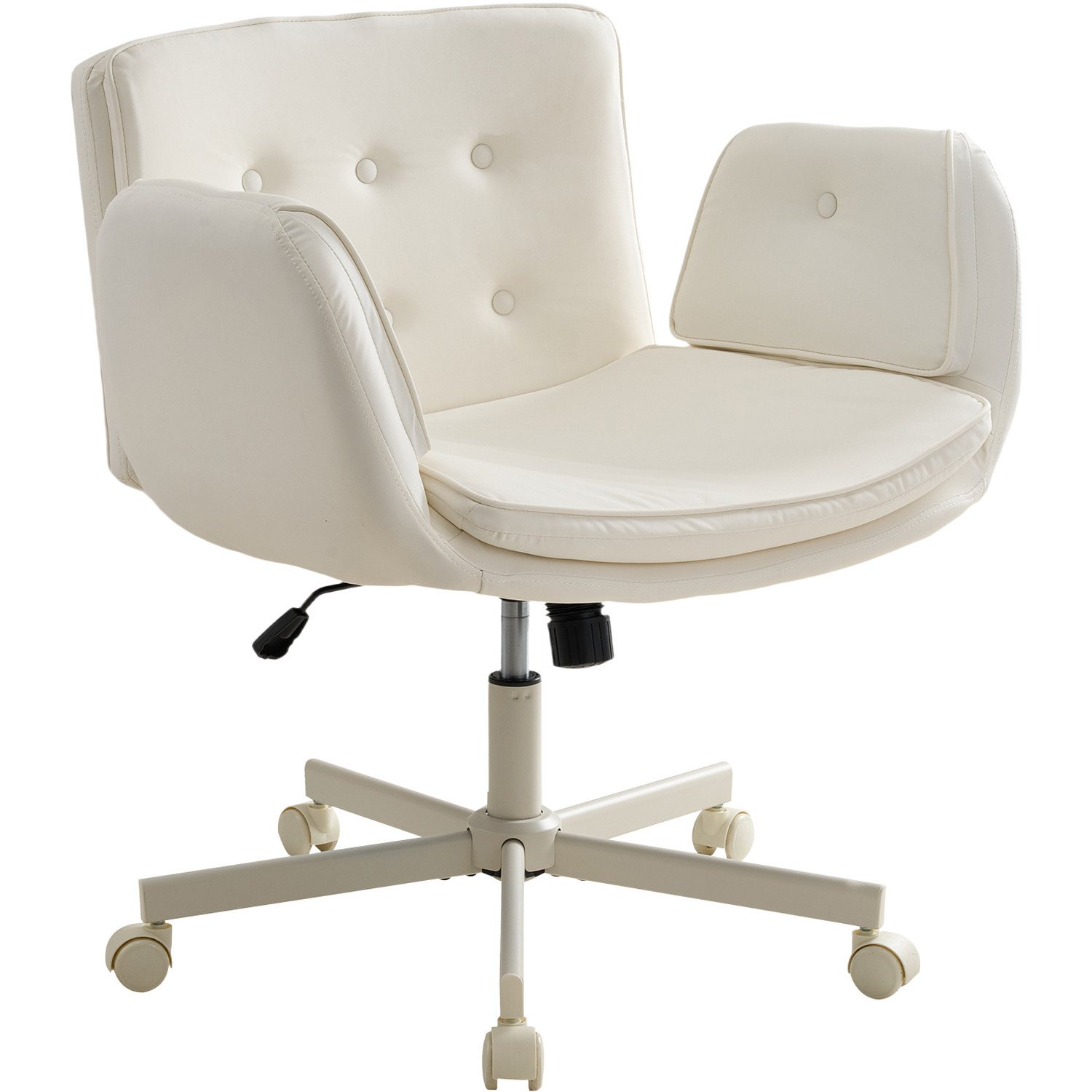 Office Chair With Armrests And Wheels - White