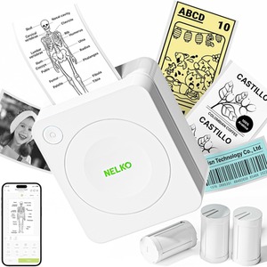 Nelko Mini Sticker Label Printer, Bluetooth Black and White