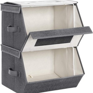 Stackable Fabric Storage Boxes Set of 2