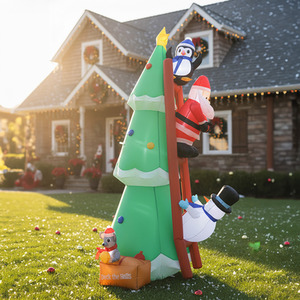 Inflatable Santa, Snowman and Penguin Christmas Display