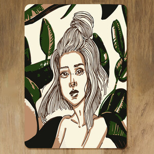 Young woman in tropical leaves Designer Placemat Set