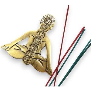 Gold Aluminum Seven Chakra Yoga Incense Holder Gold