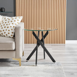 Novara Black and Glass Round Side Table