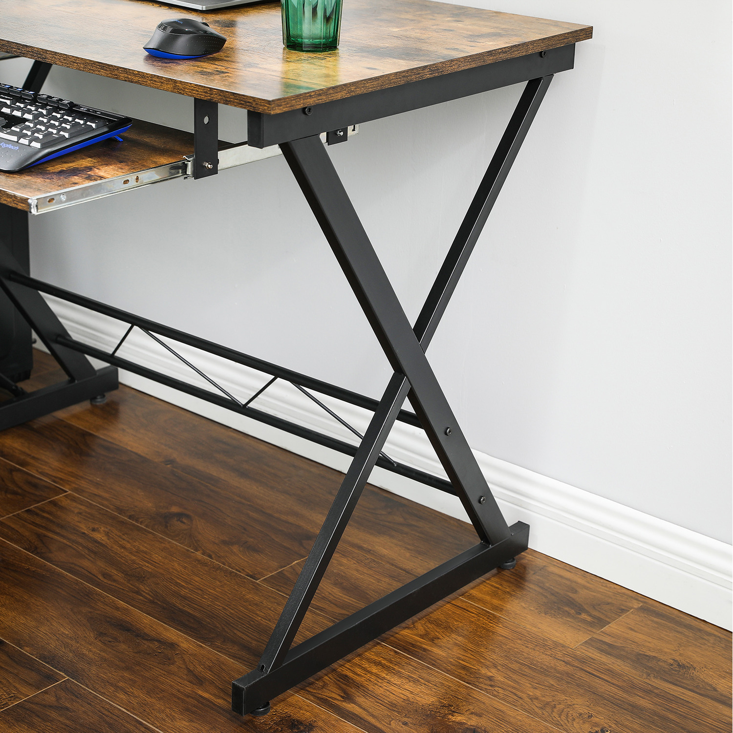 Corner Desk L-shaped Computer Desk For Study And Games Space Saving - Black
