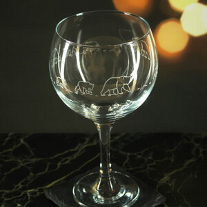 Engraved Set of 4 Cubata Gin Balloon 22.5oz Bear Pattern Design