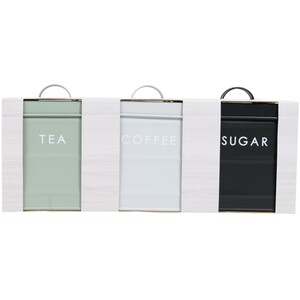 Set of 3 Square Ribbed Canisters