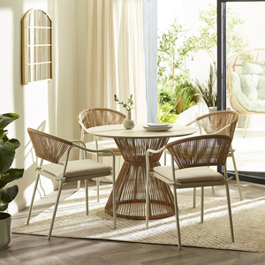 Lanai Round Cream Table  4 Chairs Garden Dining Set