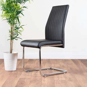 2 Lorenzo Faux Leather Dining Chairs Chrome Legs