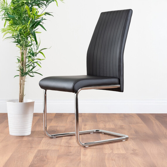 2 Lorenzo Faux Leather Dining Chairs Chrome Legs