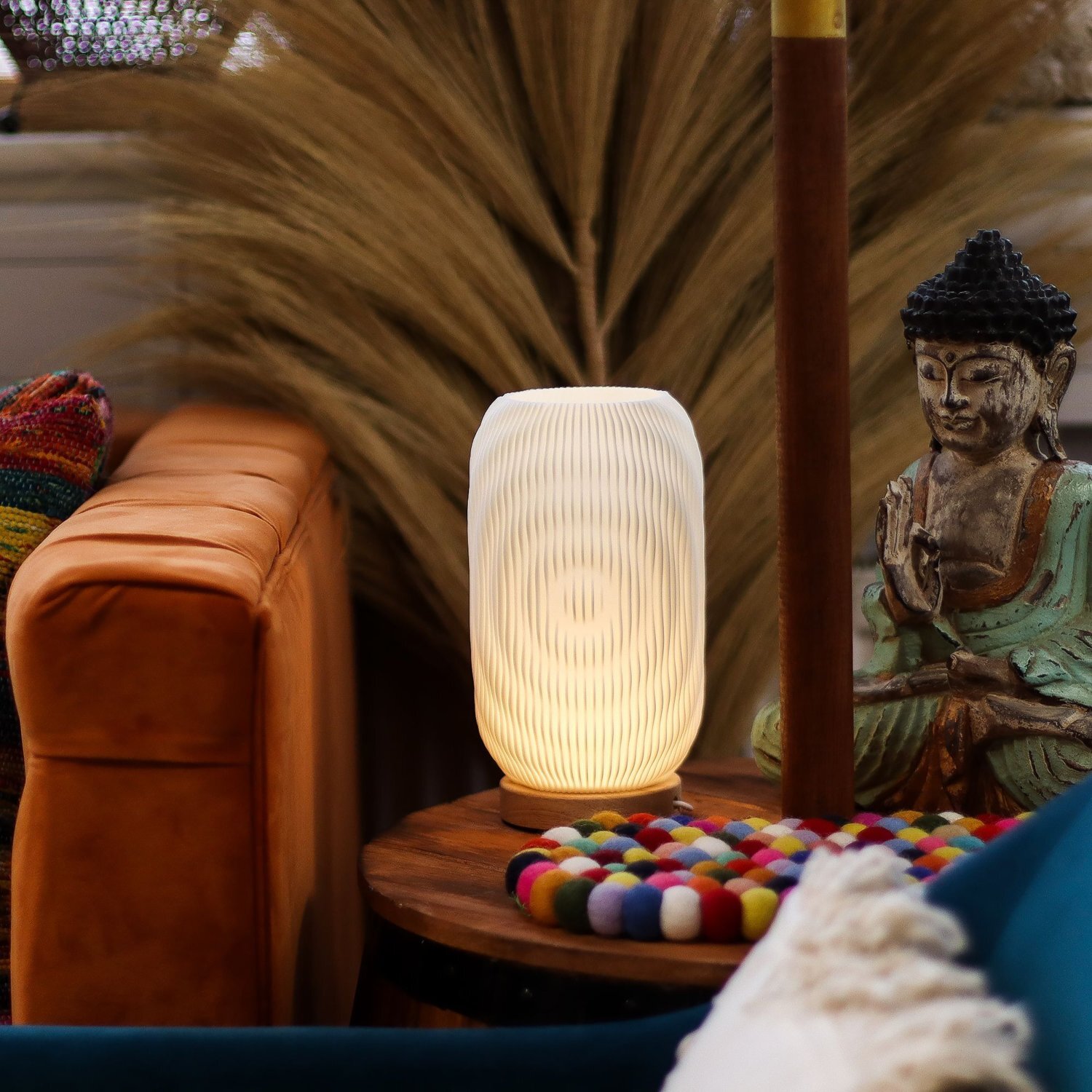 Modern Twisted New Wave Usb Lamp Brightness Settings - Off White