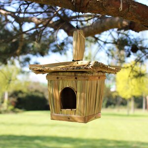 Seagrass Bird Box 18x13cm - Natural Square Nesting Box for Garden Birds
