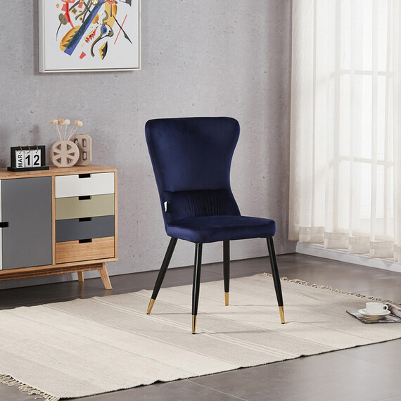 Set of 2 New York LUX Velvet Dining Chairs Upholstered for Kitchen Dining Room