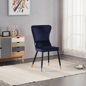 Set of 2 New York LUX Velvet Dining Chairs Upholstered for Kitchen Dining Room