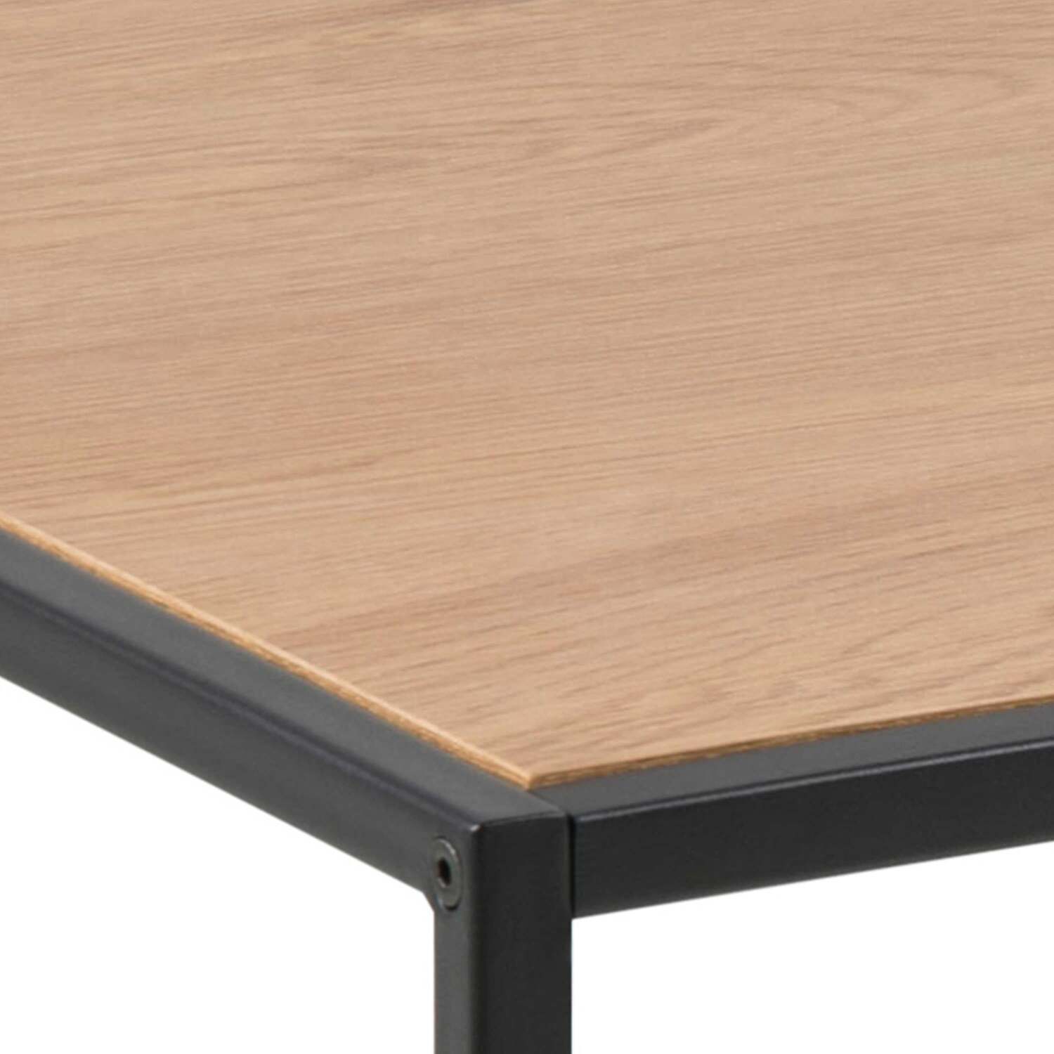 El Paso Rectangular Coffee Table - Black Metal Frame, Wild Oak-Effect Melamine Top - Natural