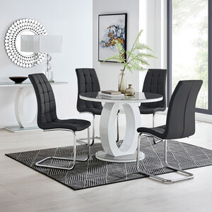 Giovani Grey 100cm Round Dining Table And 4 Murano Chairs
