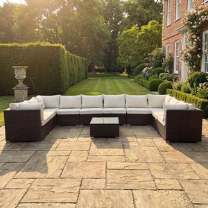 Oliena 10 Seat Modular Rattan Large U-Shape Garden Furniture