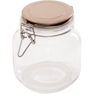 Luca Square 1050ml Glass Jar With Champagne Lid