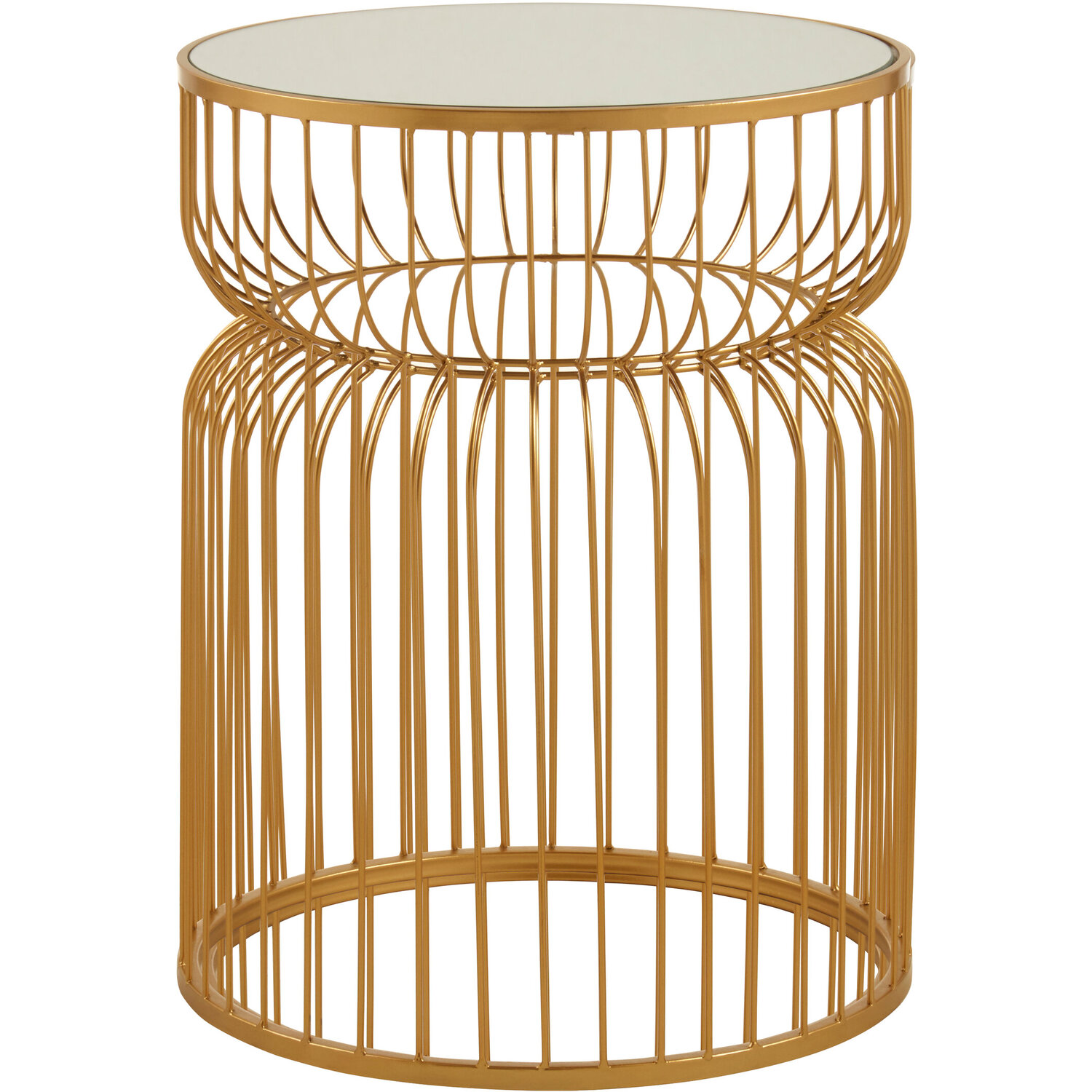 Avantis Gold Metal Wireframe Round Side Table - Gold