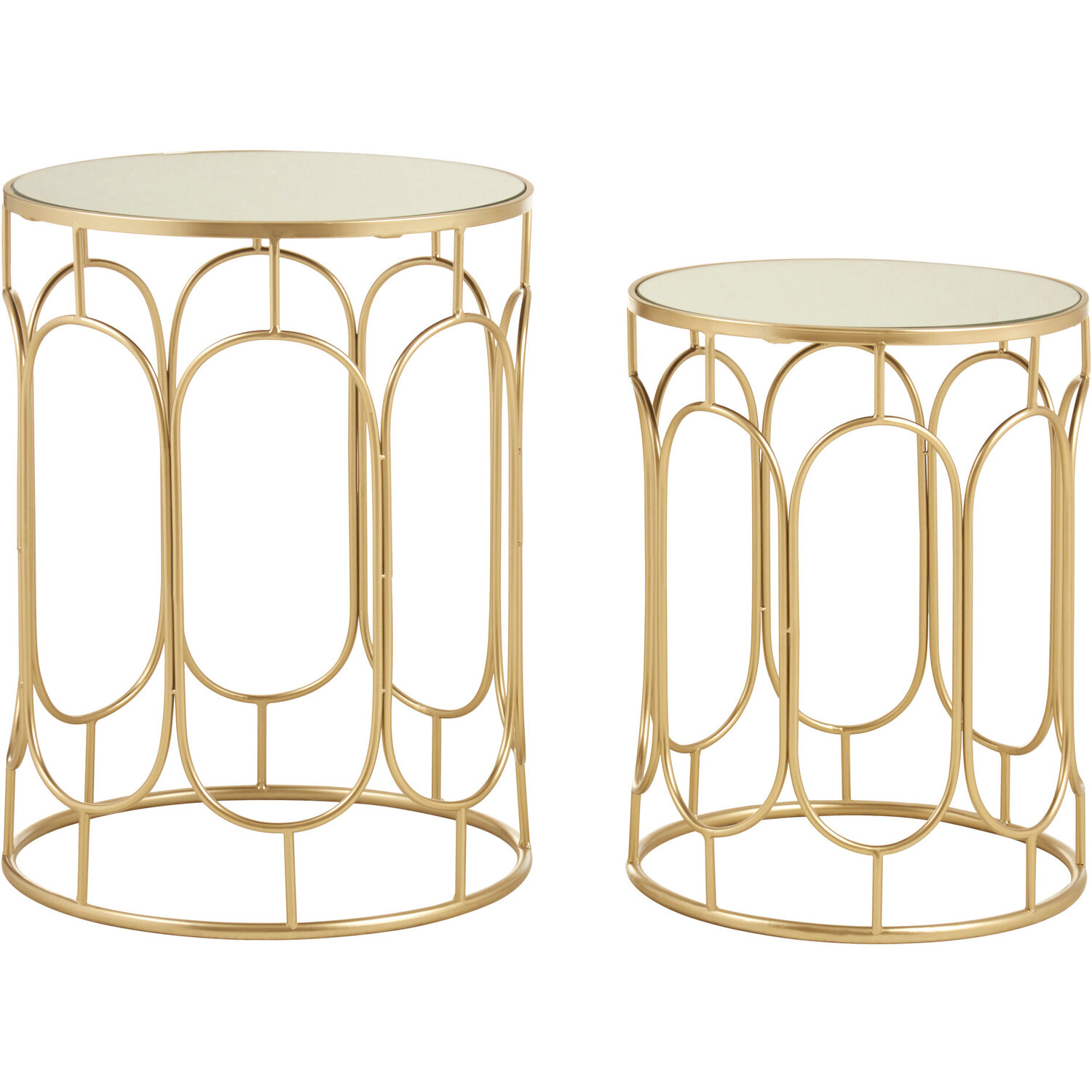 Avantis Set Of 2 Champagne Metal Side Tables - Champagne