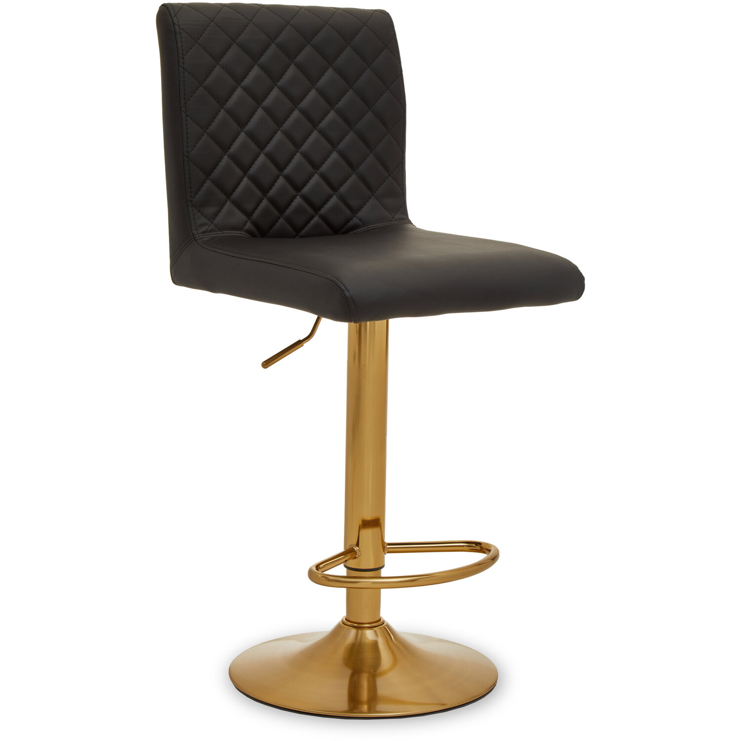 Baina Black And Gold Bar Stool With Round Base - Black