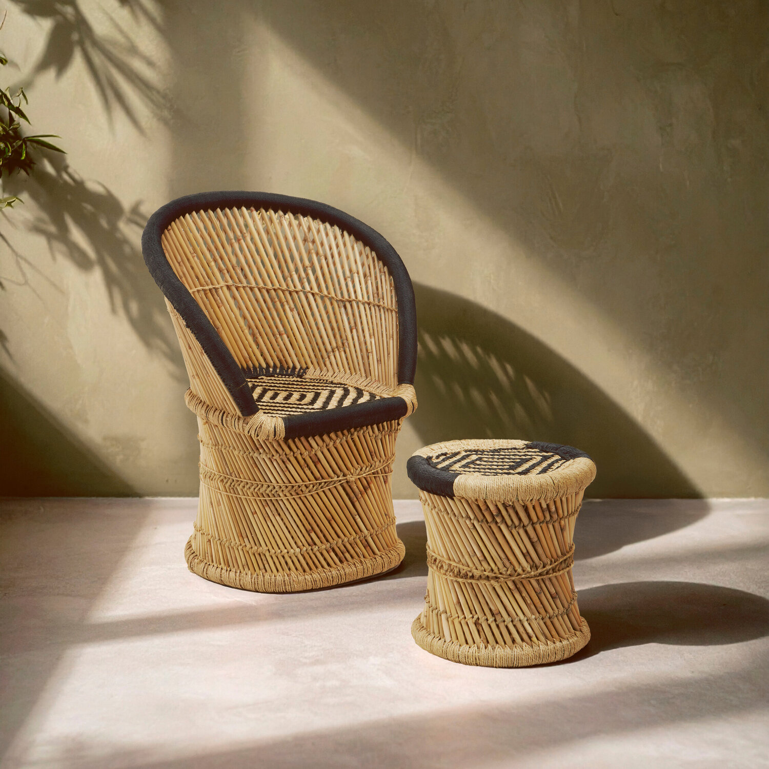 Interiors By Premier Rowan Natural And Black Chair And Stool - Brown
