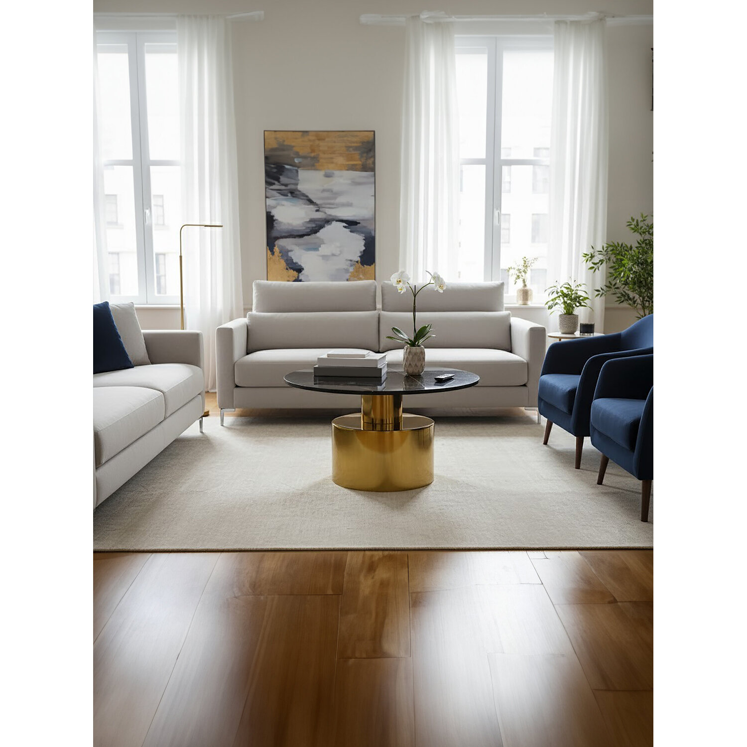Rabia Coffee Table With Black Marble Top - Black