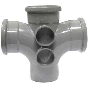 FloPlast 110mm Soil Double Branch 92.5' Grey - SP230 - Plumbing Fitting