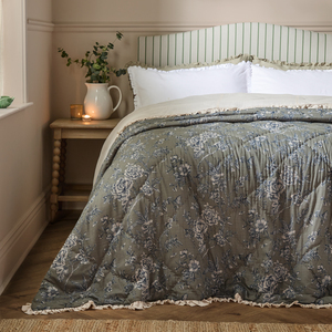 Hermione Ruffled 100% Cotton Floral Bedspread