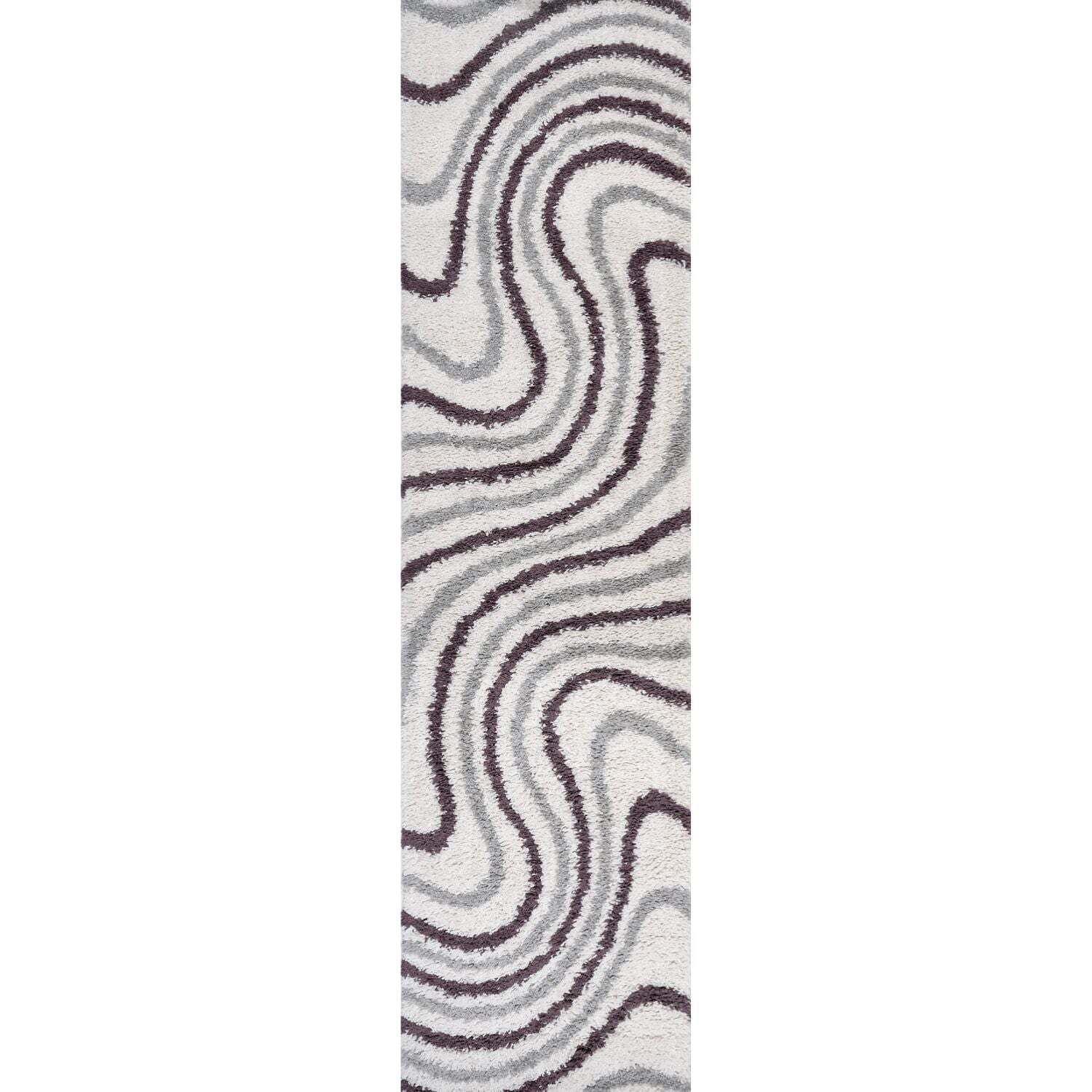 B&Q - Moodi Shaggy Grey/purple Smokeberry Rug Runner Striped Thick High Pile For Living RoomsBedroomsHallwaysKitchens - Image 3