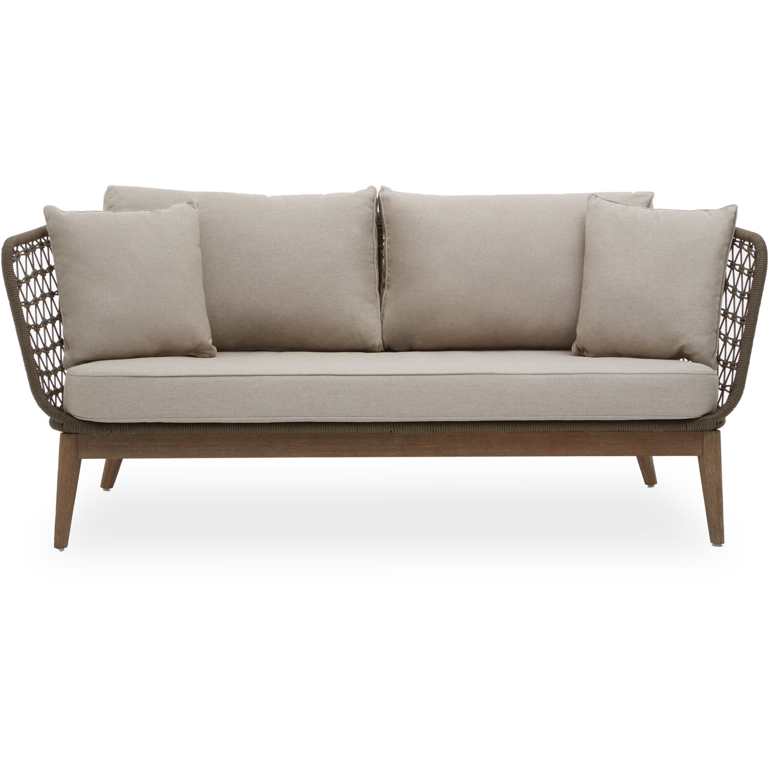 Opus Grey Woven Rope Three Seater Sofa With Cushions - Cream
