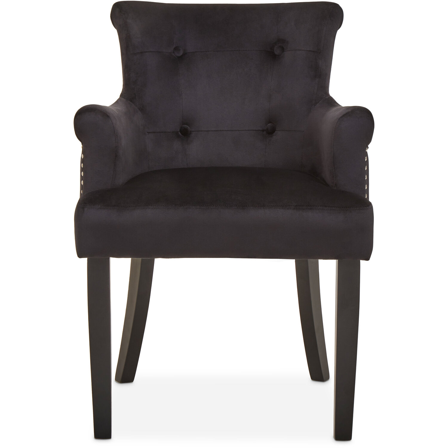 Doucet Black Velvet Dining Chair With Ring Back - Black
