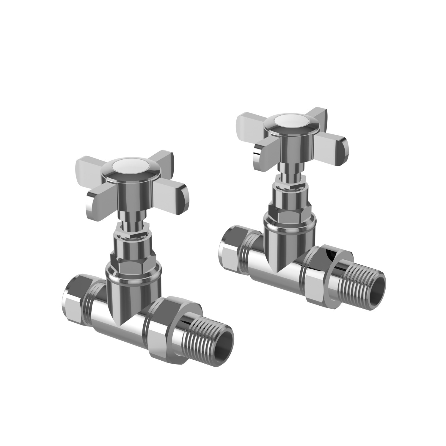 Pro Traditional Towel Radiator Valve Straight Pair - Durable Heating Control - Grey