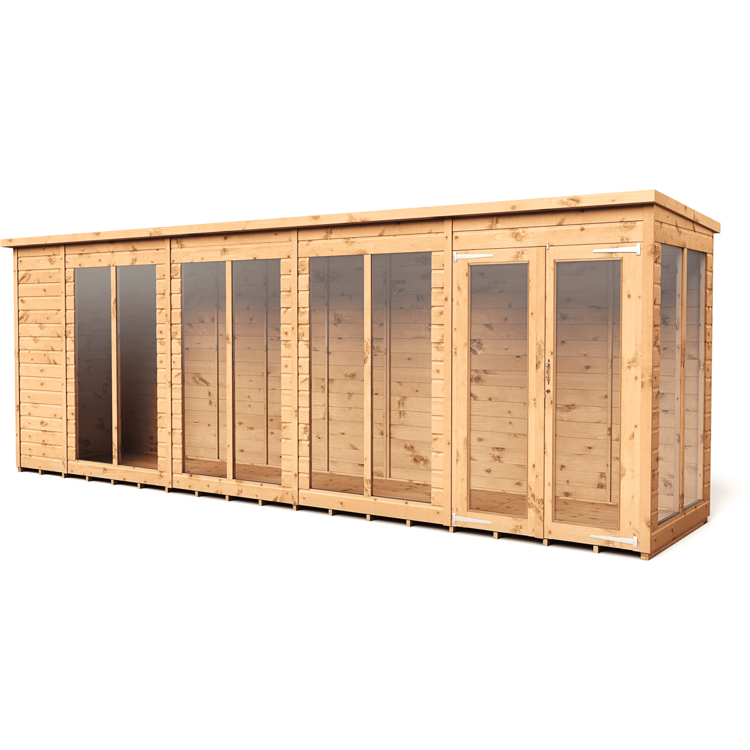 Empire 18x4 Pent Summerhouse with a Double Door - Brown
