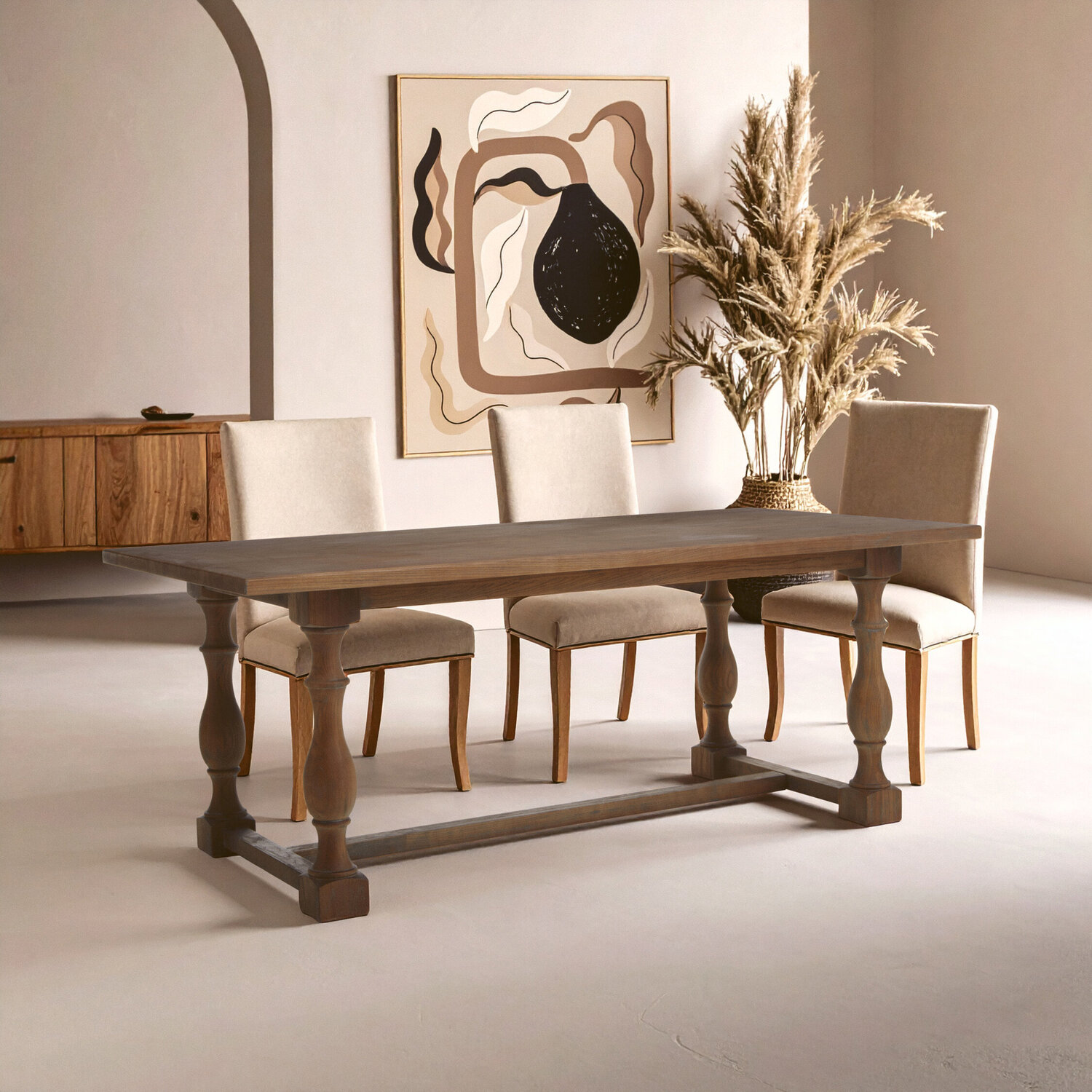 Parkside Oak Wood Rectangular Dining Table - Natural