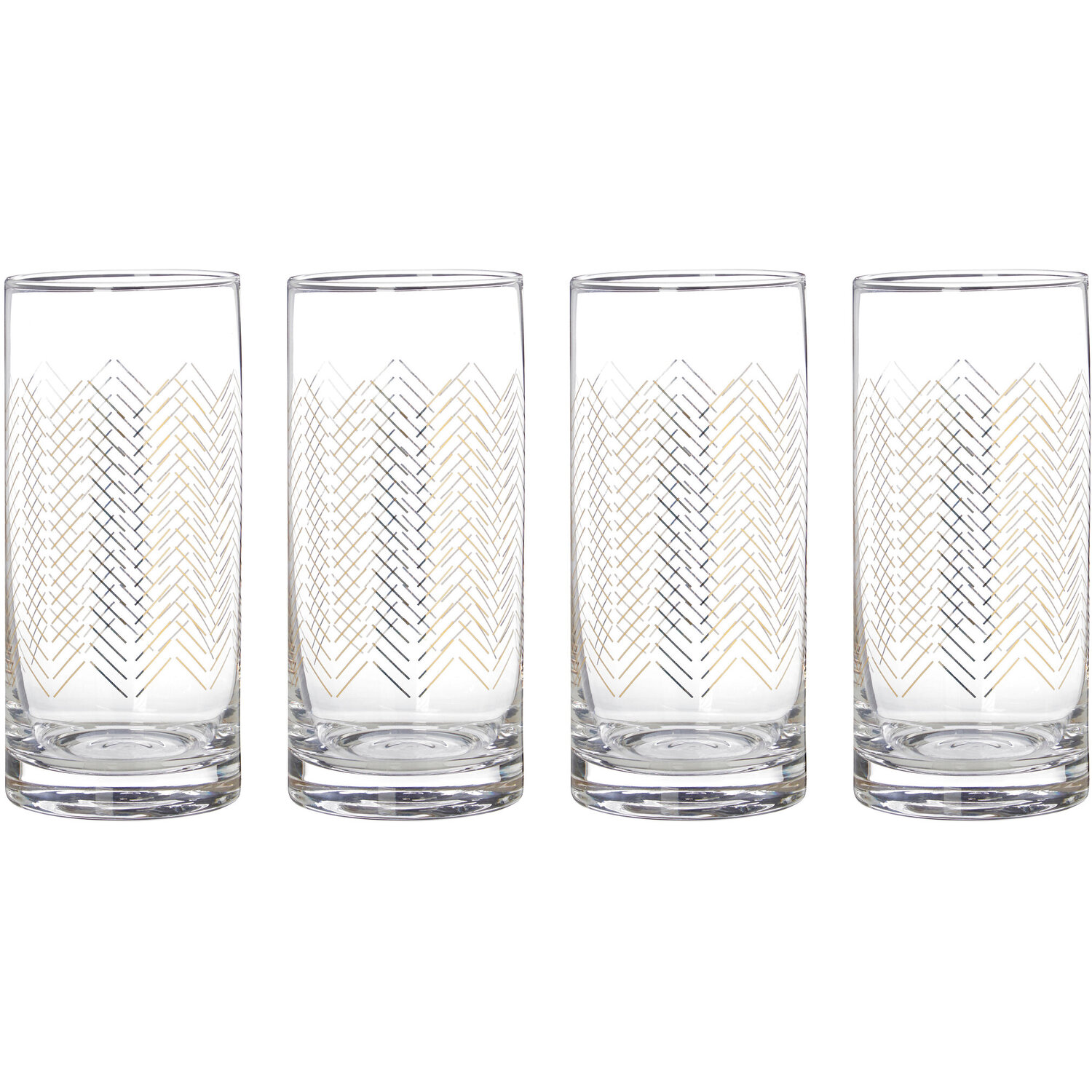 Set Of Four Jazz Highball Glasses - Gold