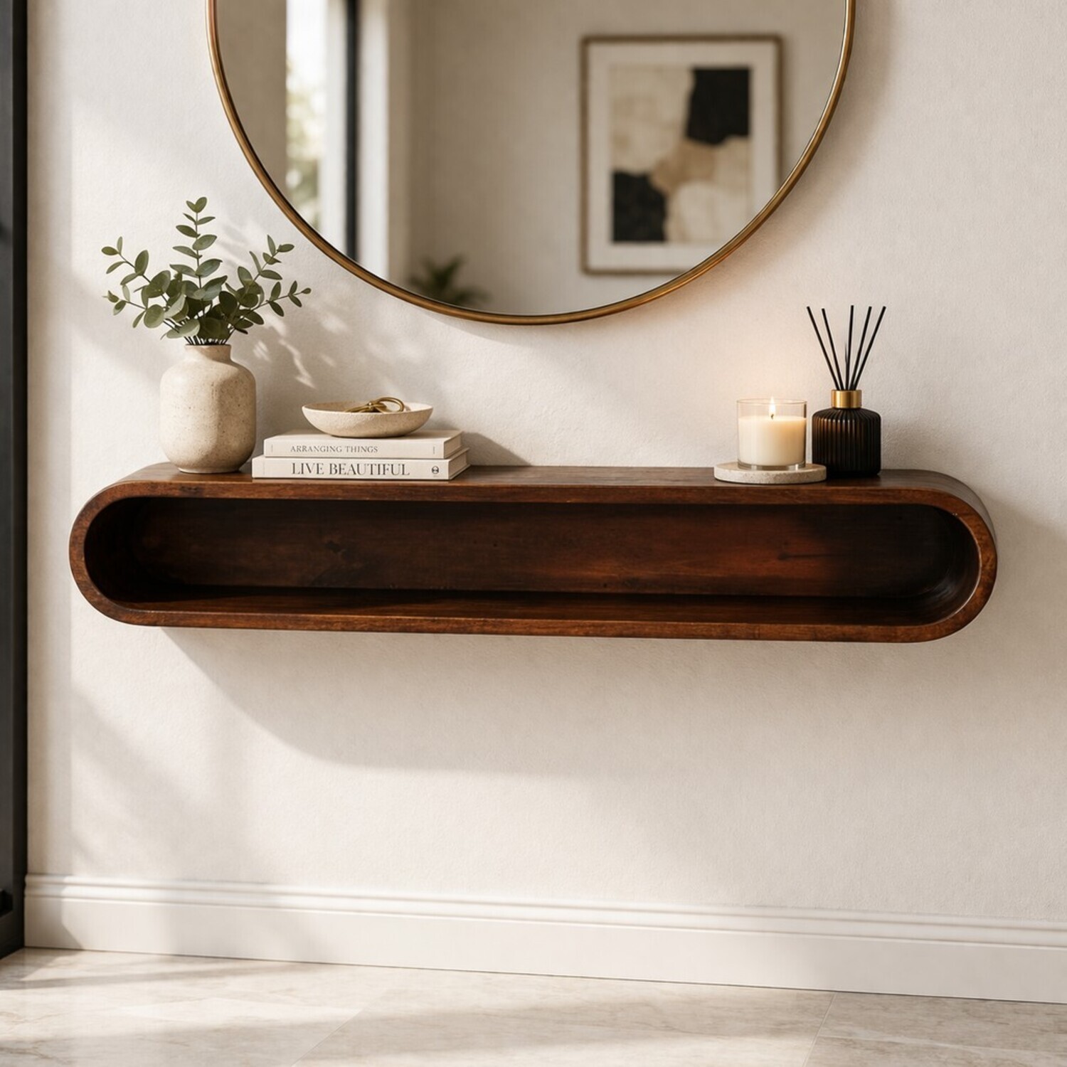 Artisan Furniture Solid Wood Arc Wall-Mounted Media Console - Brown
