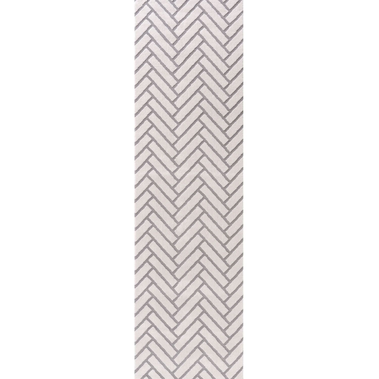 Rackhams Grey Loft Chevron Rug - 80X300 Cm - Image 3