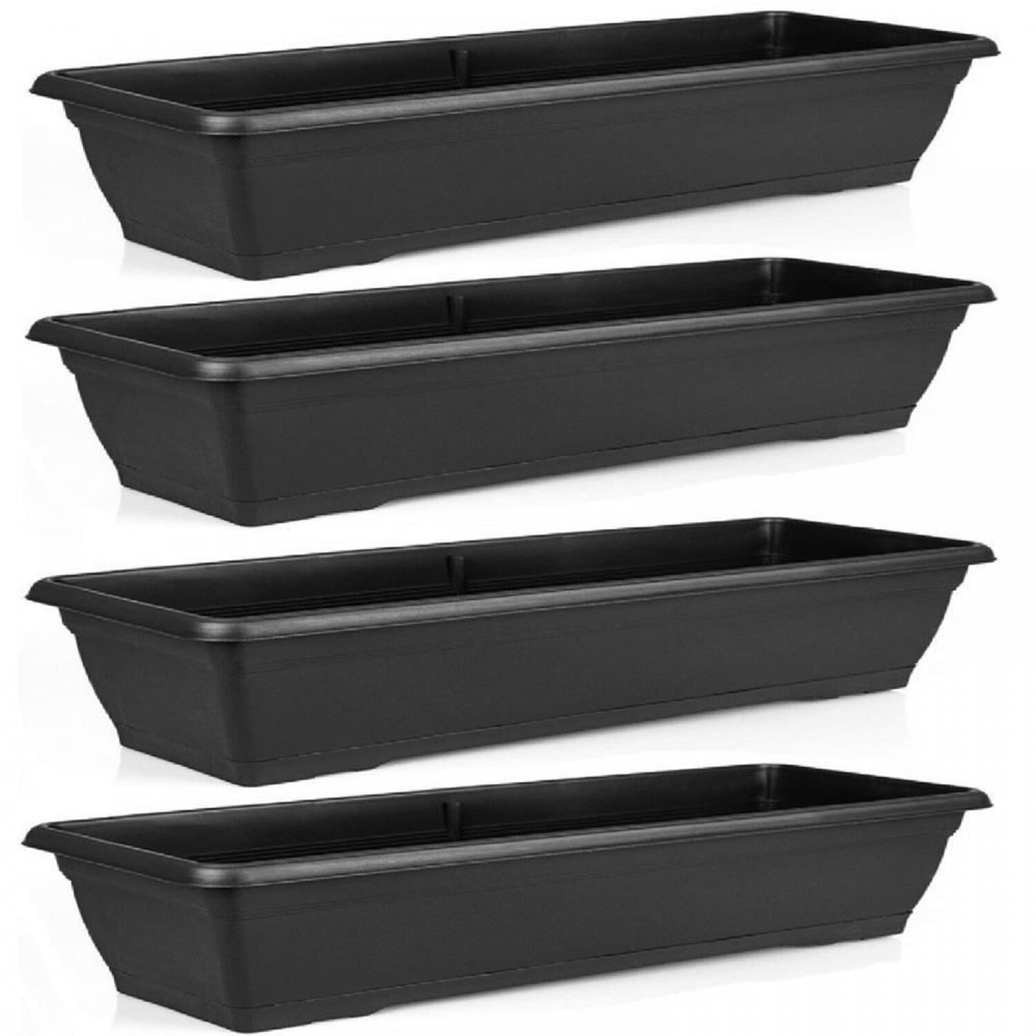 Gr8 Garden Large 72Cm Plastic Trough Planter Set Of 4 - Black