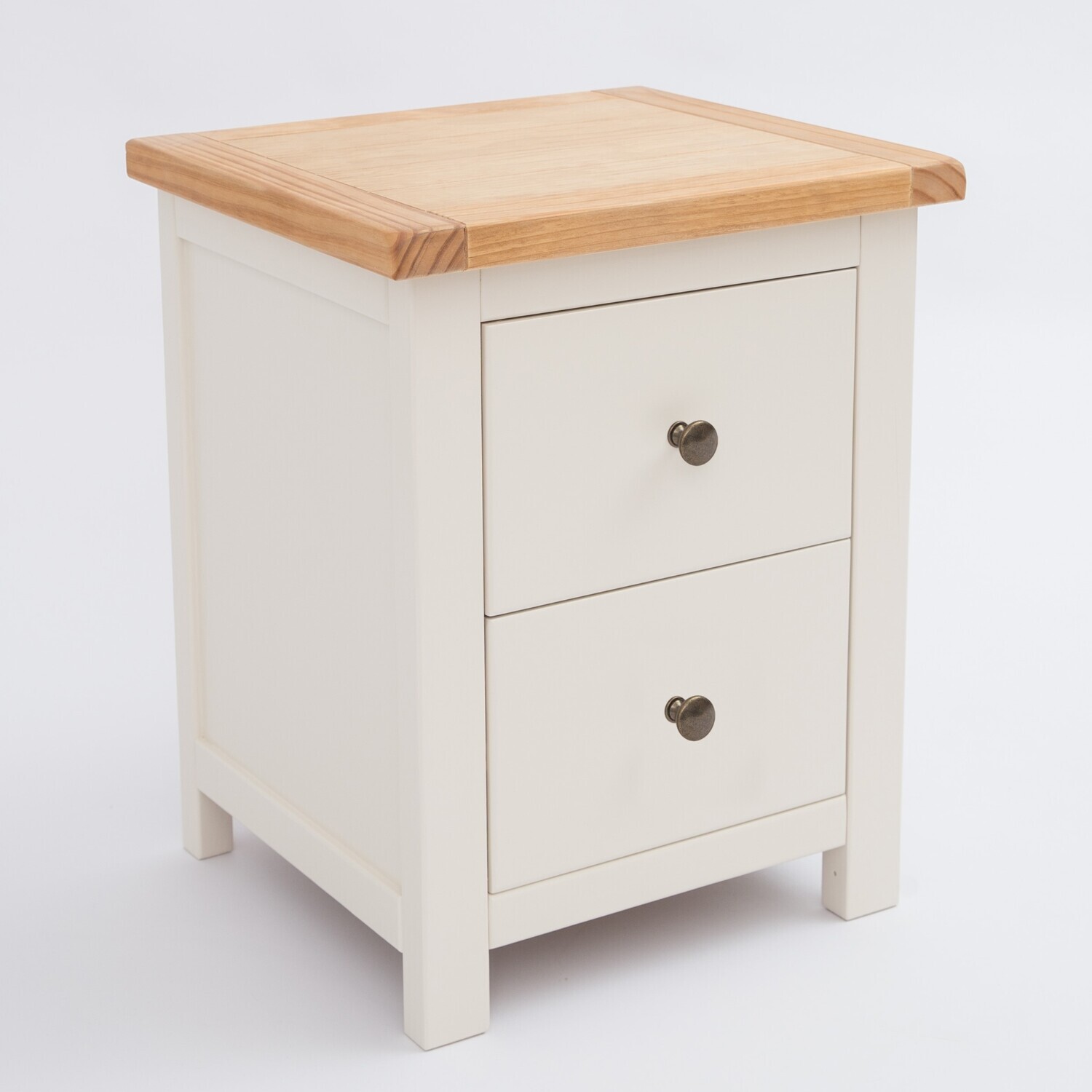 Cabinet Bits Maggiori 2 Drawer Bedside Cabinet - White / Brass Knob