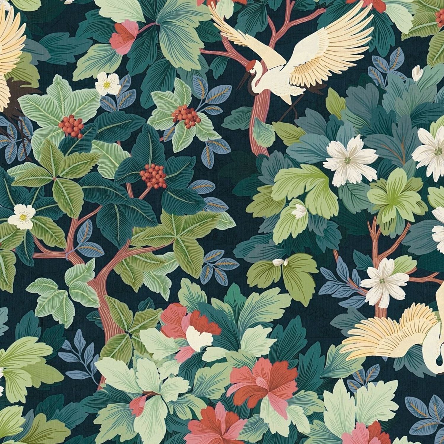 As Creation Pint Walls Iii Crane Textured Wallpaper - Midnight Blue/Multicoloured