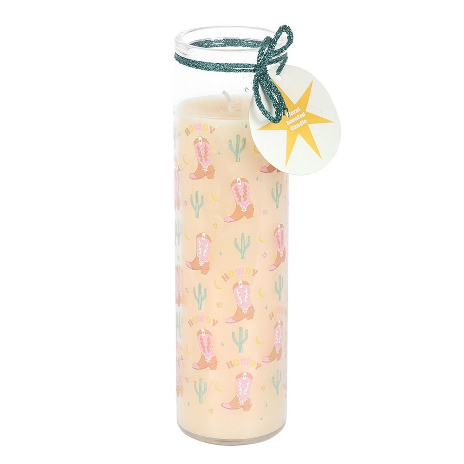 Something Different Howdy Floral Cowboy Boot Tube Candle - Orange