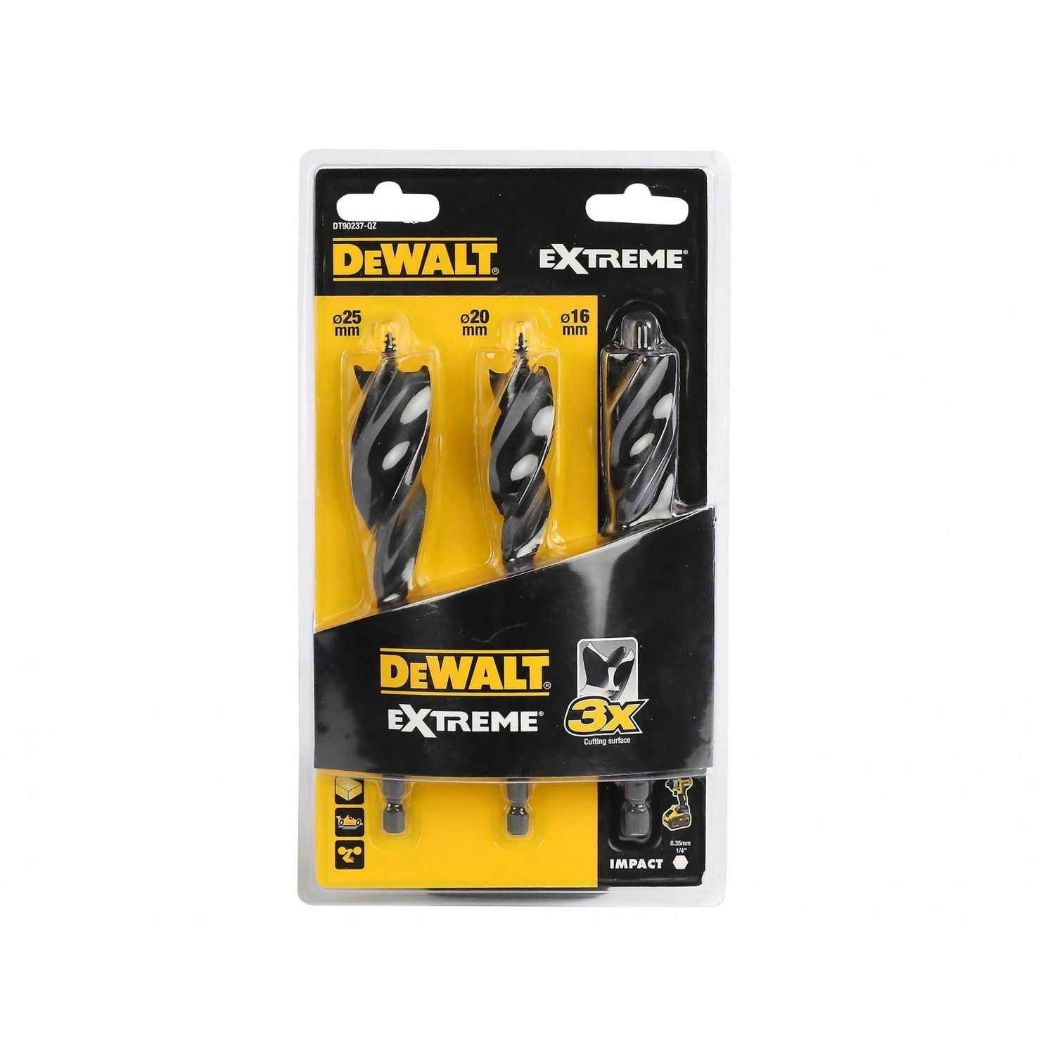 Dewalt Power Tools Extreme Tri Flute Bit Set, 3 Piece - Multi Colour
