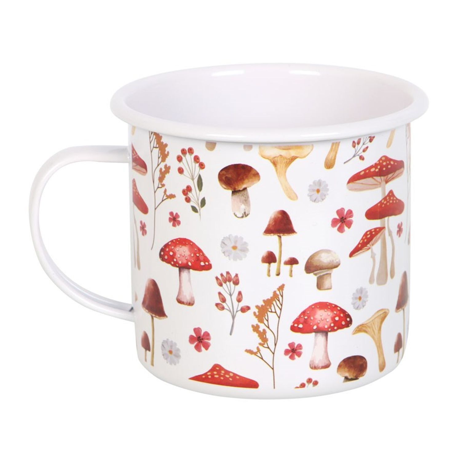 Something Different Mushroom Enamel All-Over Print Mug - White/Red