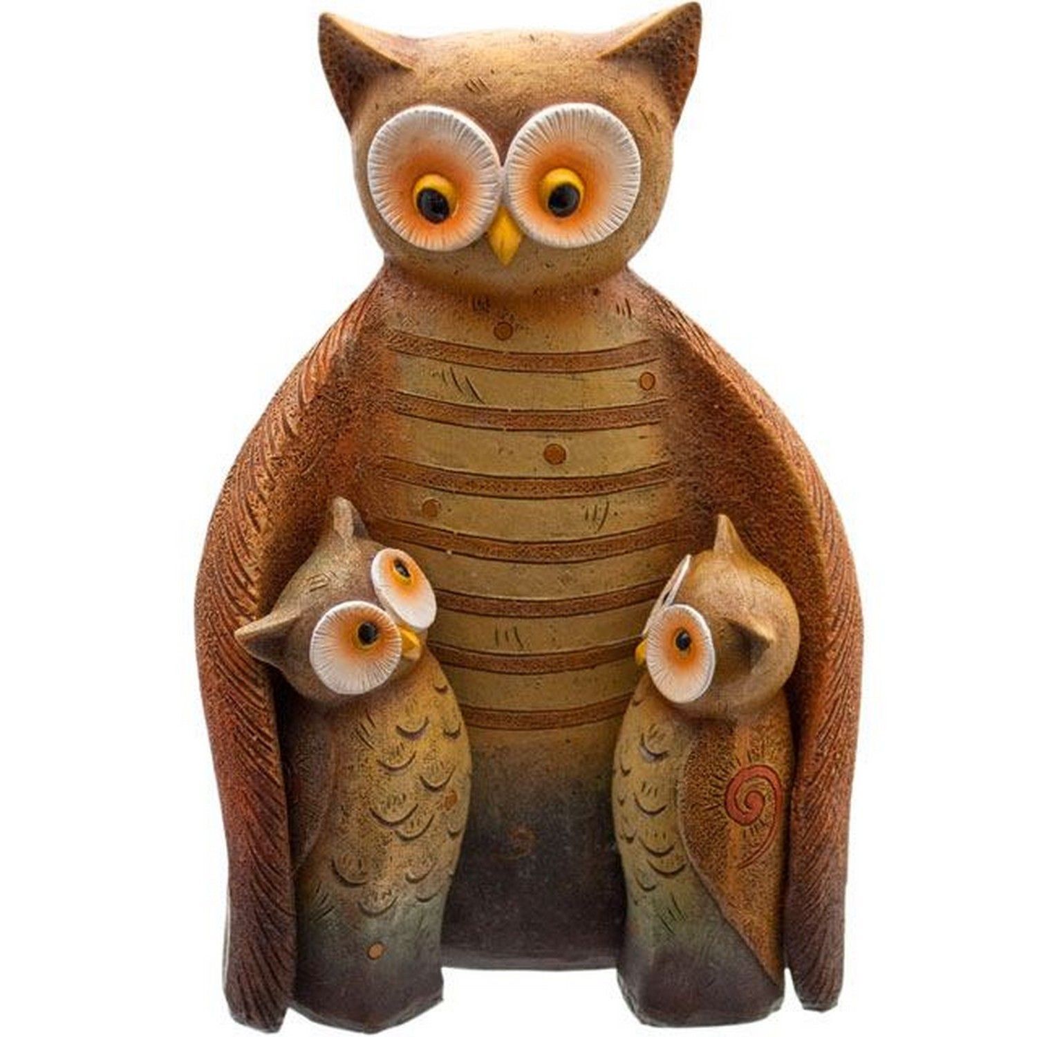 Something Different Owl Family Resin Ornament - Brown