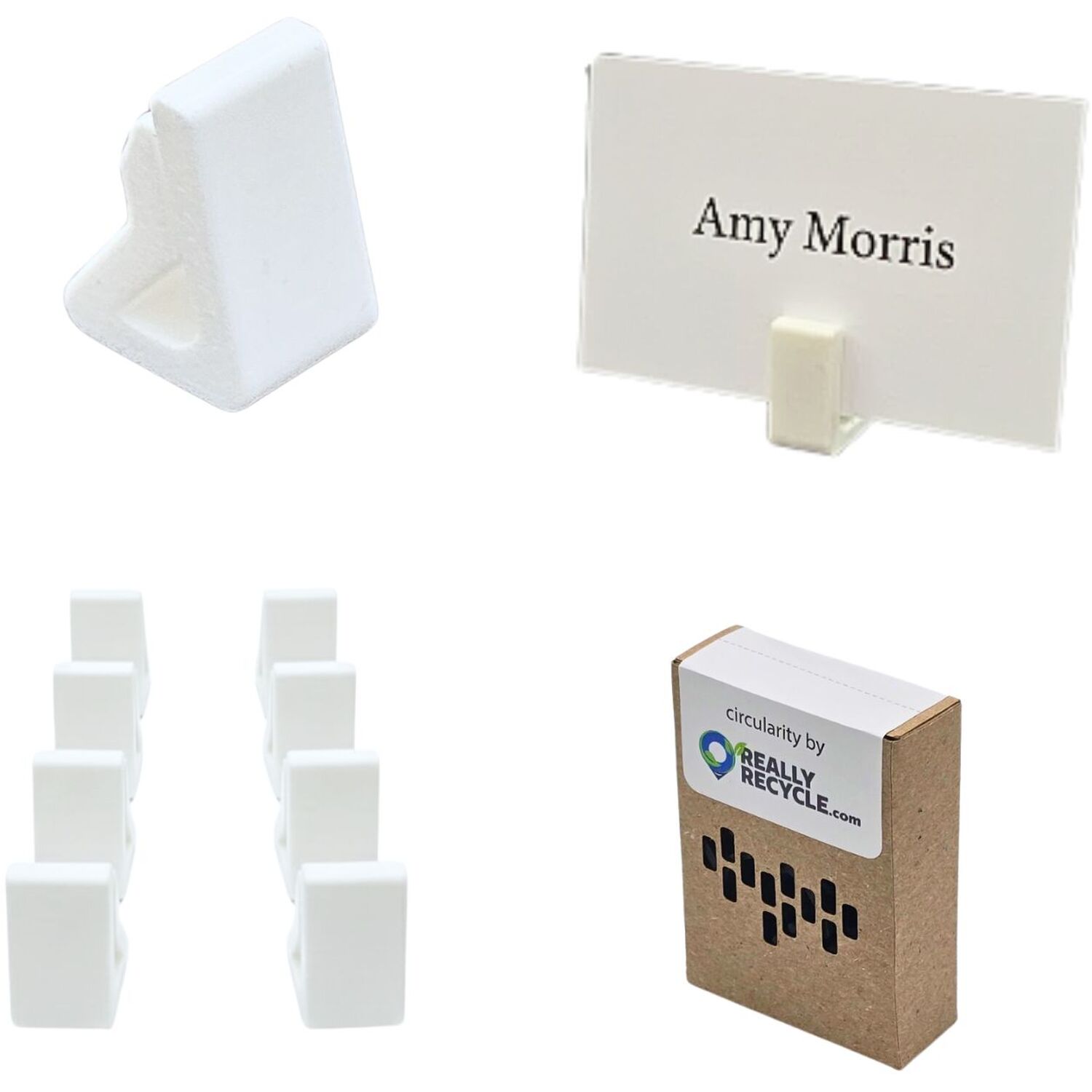 White Mini Sign Holder, Place Card Stand, Table Name Placeholder Display (8-pack) - White