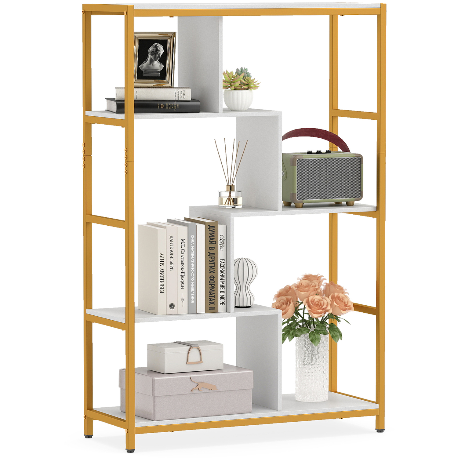 Costway 5-Tier Modern Bookshelf - White