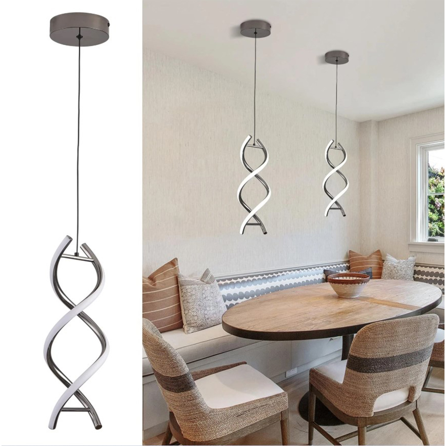 The Bath Plus Tb+ Modern Spiral Led Pendant Light Chandelier