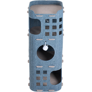 Grey Cat House with Hanging Fluffy Ball Indoor Cat House shot 16074209